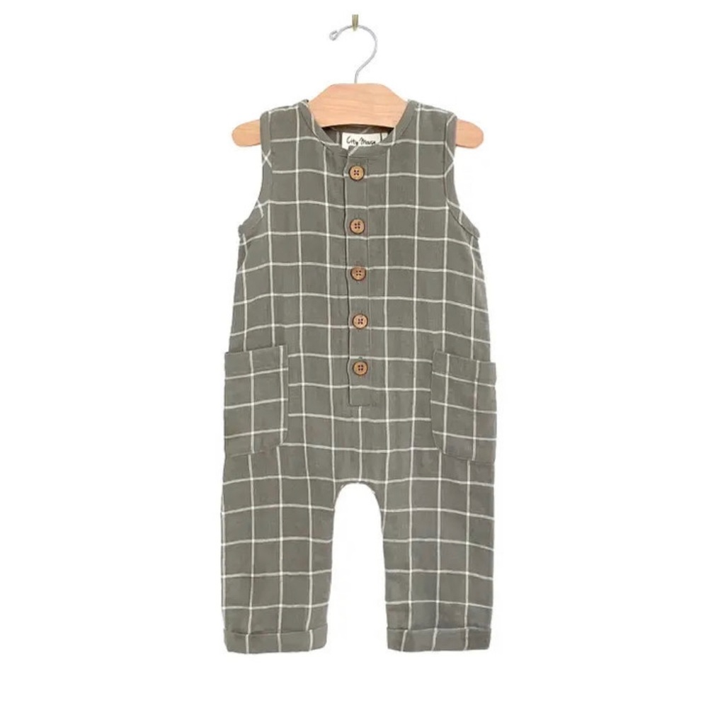 Tank Long Romper- Windowpane